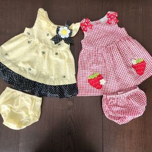 Counting Daisies Baby Girl Dresses 2 Count Sz 12 Month